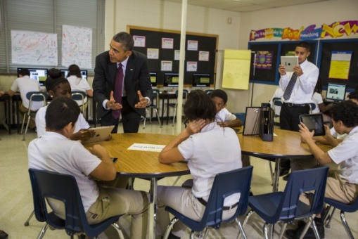 President Obama Delivers Remarks On ConnectED At Maryland Middle School